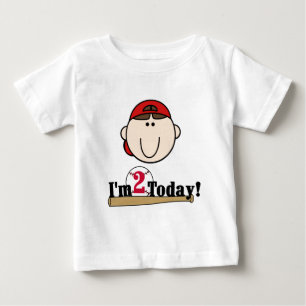 Brunette Boy Baseball 2:a födelsedagen T Shirt