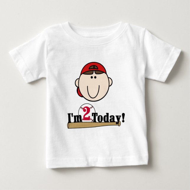 Brunette Boy Baseball 2:a födelsedagen T Shirt (Framsida)
