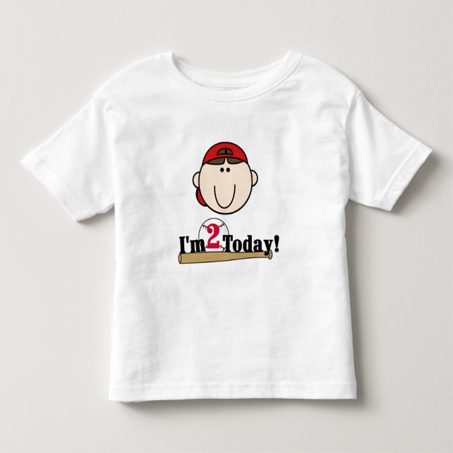 Brunette Boy Baseball 2:a födelsedagen Tee (Framsida)