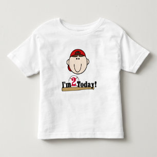 Brunette Boy Baseball 2:a födelsedagen Tee Shirt