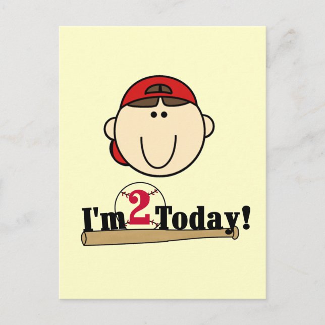 Brunette Boy Baseball 2:a födelsedagen Vykort (Framsida)