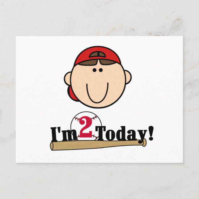 Brunette Boy Baseball 2:a födelsedagen Vykort (Framsida)