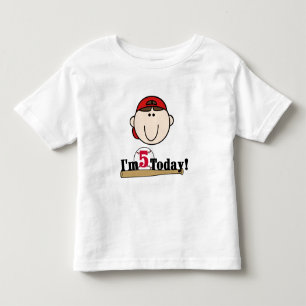Brunette Boy Baseball 5:e födelsedagen Tee Shirt
