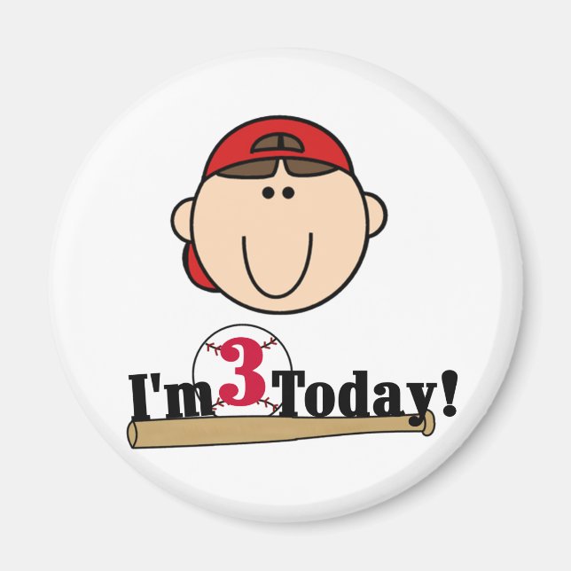 Brunette Boy Baseball Tshirts Magnet (Framsidan)