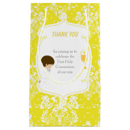 Brunette Boy First Communion Damask