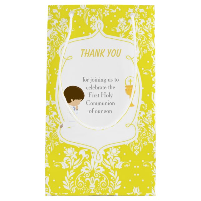 Brunette Boy First Communion Damask (Framsidan)