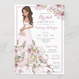 Brunette Bride Blommigt Möhippa Inbjudningar