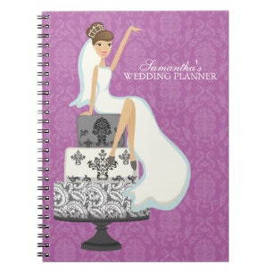 Brunette Bride på Bröllop Cake {orchid} Anteckningsbok