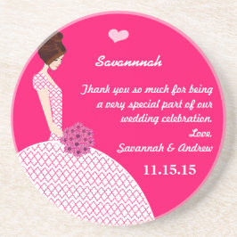 Brunette Bridesmaid Bröllop Gown Underlägg Sandsten