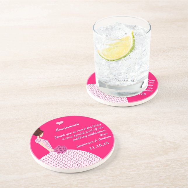 Brunette Bridesmaid Bröllop Gown Underlägg Sandsten (Sidan)