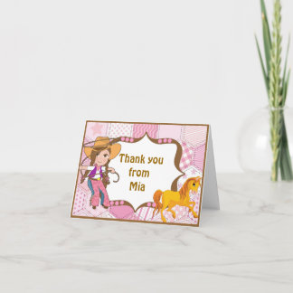 Brunette Cowgirl Tackkort Card