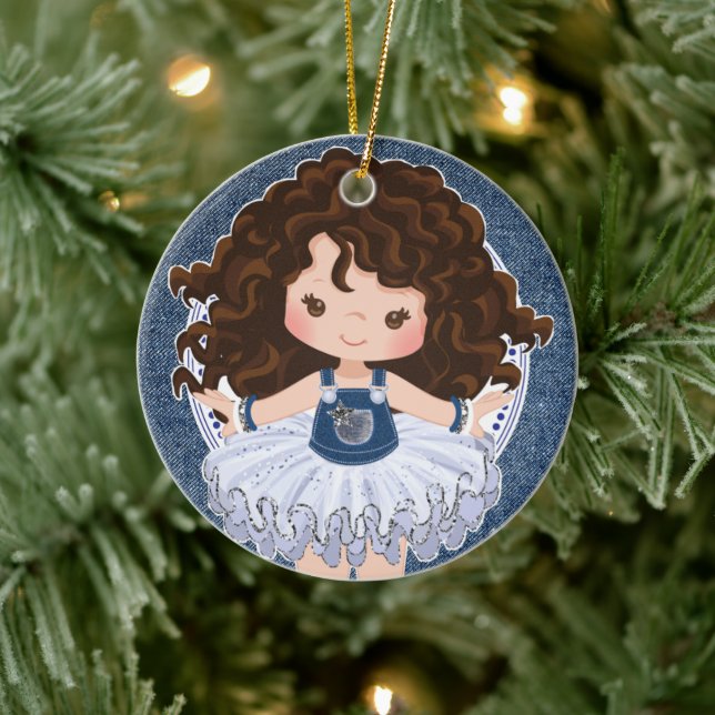 Brunette Cutie Denim & Diamonds jul Julgransprydnad Keramik (Träd)