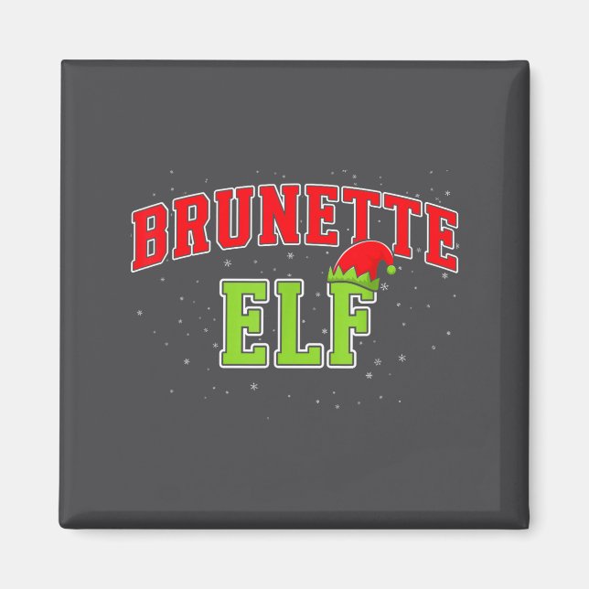 Brunette Elf Christmas Family Matching Group Xmas  Magnet (Framsidan)