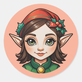 Brunette Elf Porträtt Runt Klistermärke