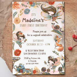 Brunette Fairy Birthday Enchanted Forest Party Inbjudningar