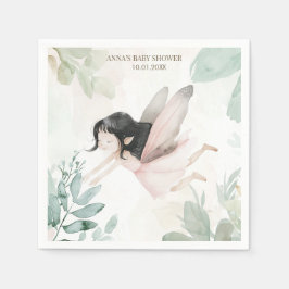Brunette Fairy Girl Baby Shower Pappersservett