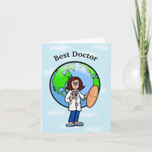 Brunette Female Doktor-hälsningskort Kort