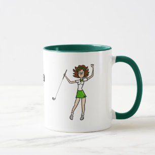 Brunette Female Golfer Mugg