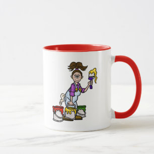 Brunette Female Painter Namn Mugg