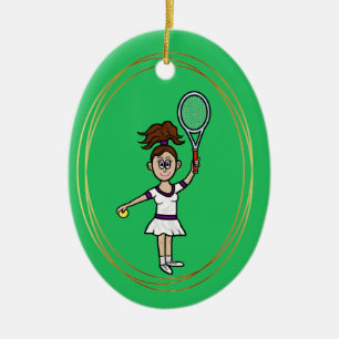 Brunette Female Tennis Player jul Ornament