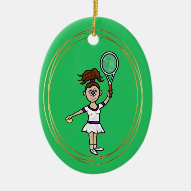Brunette Female Tennis Player jul Ornament (Framsidan)