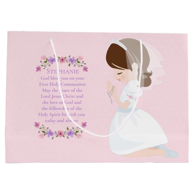 Brunette First Communion Gift Bag (Baksidan)
