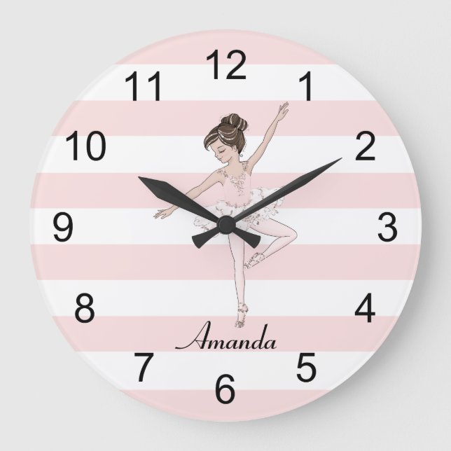 Brunette Girl ballerina passe Classic ballet Stor Klocka (Framsida)