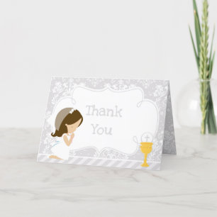 Brunette Girl First Communion "Tack" Tack Kort