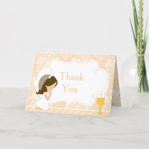 Brunette Girl First Communion "Tack" Tack Kort