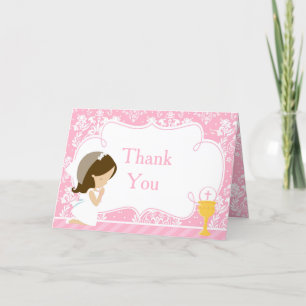 Brunette Girl First Communion "Tack" Tack Kort