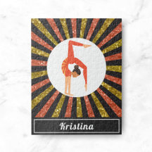 Brunette Girl Gymnast Gymnastics Guld Orange Namn