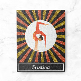 Brunette Girl Gymnast Gymnastics Guld Orange Namn Pussel