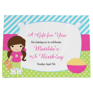 Brunette Girl Sleepover Slumber Party Birthday