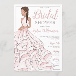 Brunette Glitter Glam Bride Möhippa Inbjudningar
