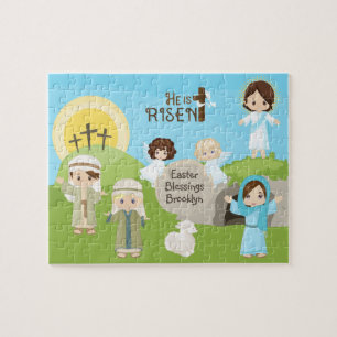 Brunette Han är Risen Påsk Pussel