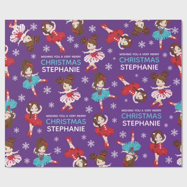 Brunette Jul Ballerina Presentpapper (Platt)
