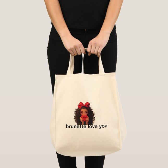 Brunette Kärlek You Tote Bag - Cute Romantic Aesth Tygkasse (Framsida (produkt))