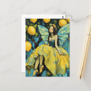 Brunette Lemon Träd Fairy Vykort