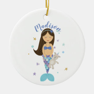Brunette Little Sjöjungfru Ornament