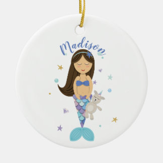 Brunette Little Sjöjungfru Ornament