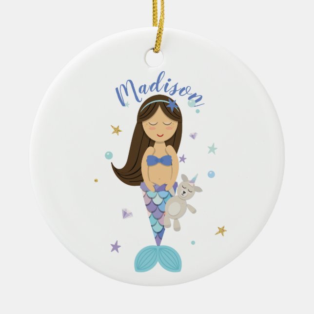 Brunette Little Sjöjungfru Ornament (Framsidan)