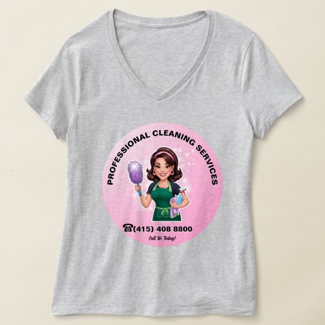 Brunette Maid Städning Service Uniform Housekeeper T Shirt (Laydown)