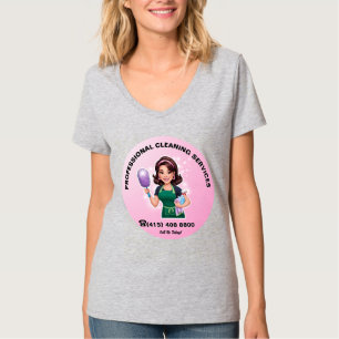 Brunette Maid Städning Service Uniform Housekeeper T Shirt