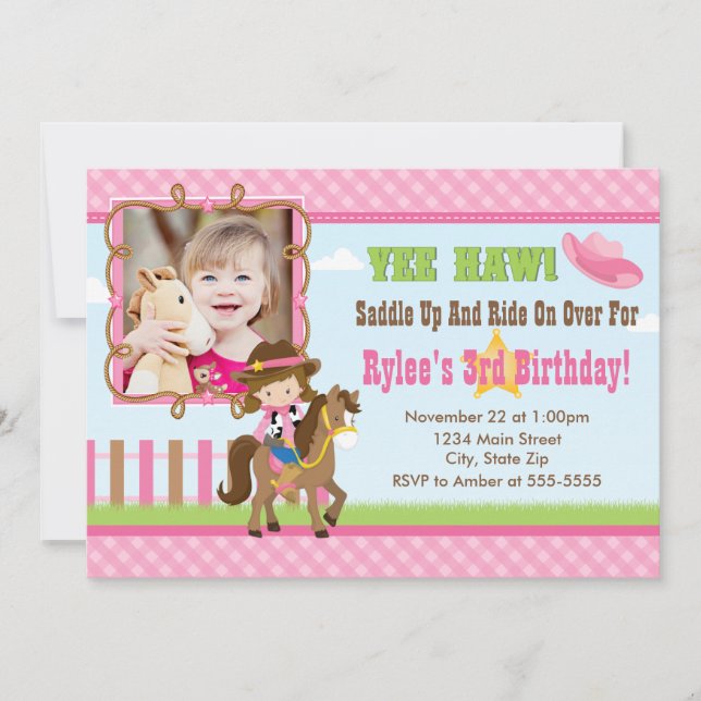 Brunette med födelsedagsinbjudan 5x7-kort inbjudningar (Framsida)