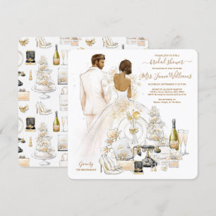 Brunette Mörk Skin Bride Möhippa Inbjudningar