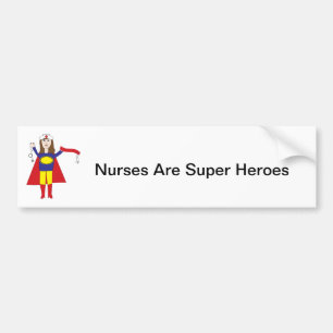Brunette Nurses Toppen Hero Bumper Sticker Bildekal