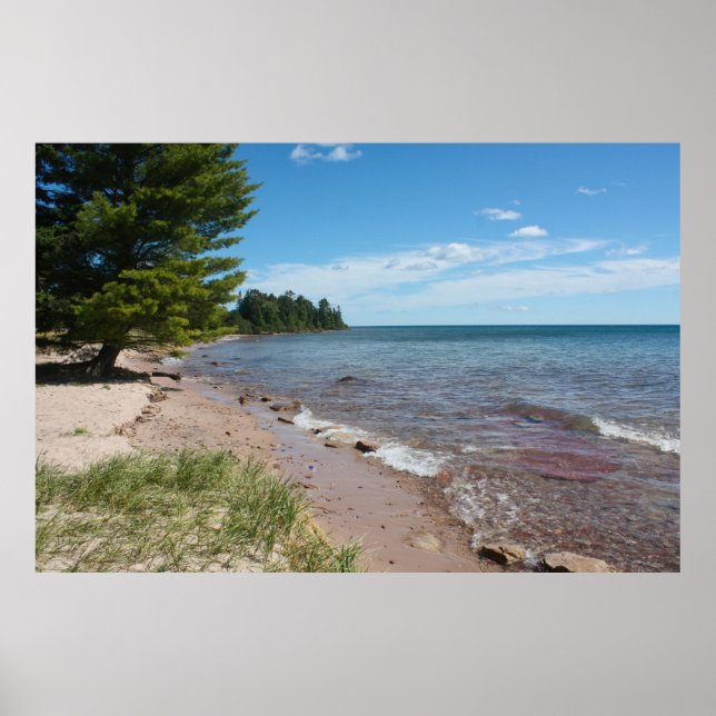 Brunette Park Strandlinje — Lake Superior, Michiga Poster (Framsidan)