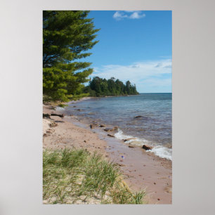 Brunette Park strandlinje — Lake Superior, Michiga Poster