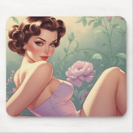 Brunette Pin-Up Pastel Flowers Musmatta