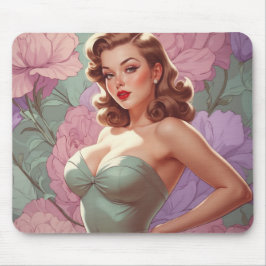 Brunette Pin-Up Pastel Flowers Musmatta
